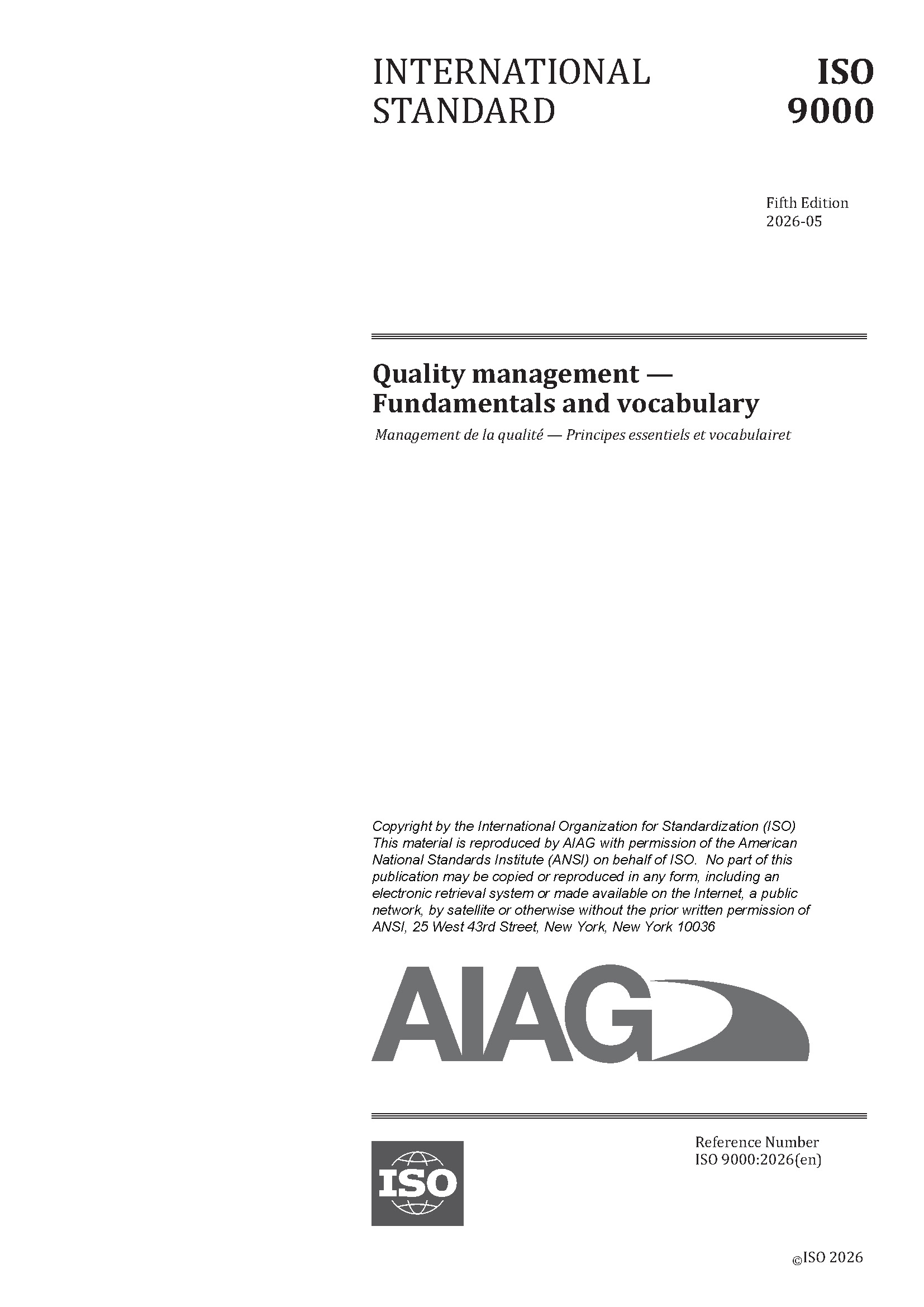Náhľad  Quality Management Systems - Fundamentals and Vocabulary 1.5.2026