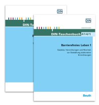 Publikácie  DIN-Taschenbuch 414/1 und 414/2; Barrierefreies Leben 1 und 2; Paket DIN-Taschenbuch 414/1 und 414/2 Normen, Richtlinien und Normen zur Gestaltung von stationären Einrichtungen, zu Kraftfahrzeugen, Dienstleistungen und f 3.12.2015 náhľad