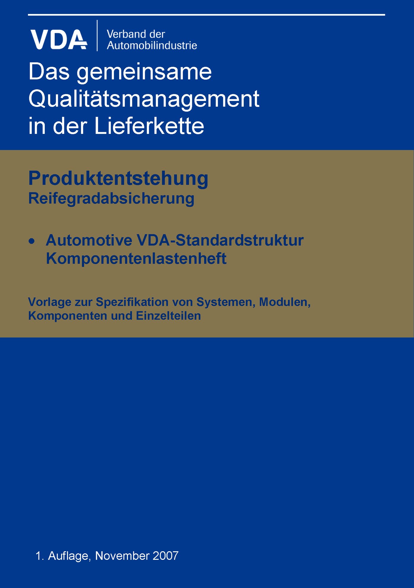 Náhľad  VDA Automotive VDA Standardstruktur Komponentenlastenheft > 1. Auflage 2007 1.1.2007
