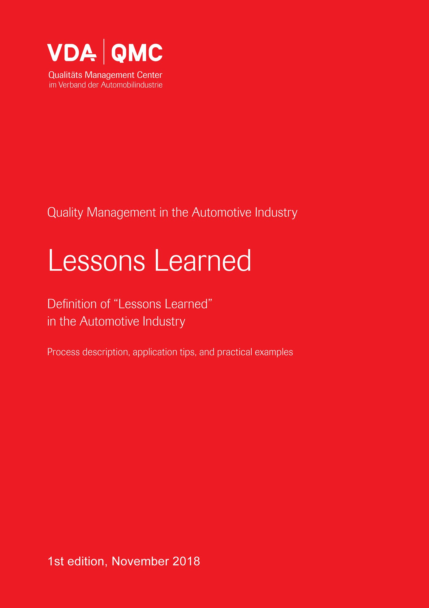 Publikácie  VDA Lessons Learned - Definition of 