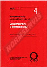 Publikácie  VDA 4 - Zajištění kvality v oblasti procesů. 2. přepracované a rozšířené vydání 2009, aktualizováno březen 2010, doplněno prosinec 2011, (české 2013). 1.12.2013 náhľad